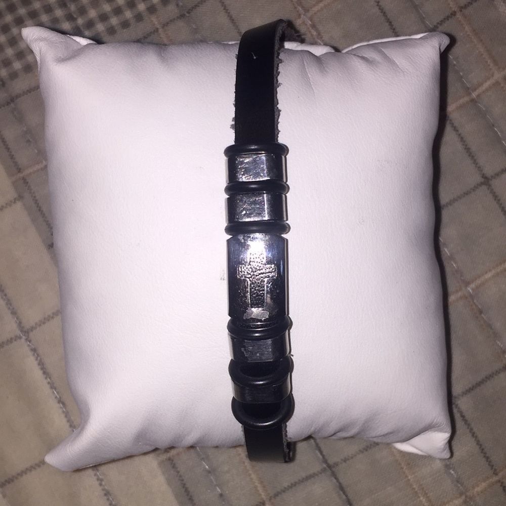 Leather cross bracelet